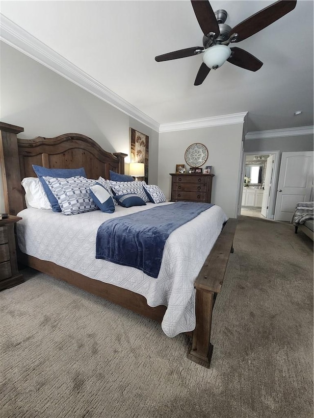 256 Chickadee Trl, Easley, SC 29642 - carpeted bedroom featuring ornamental molding and a ceiling fan