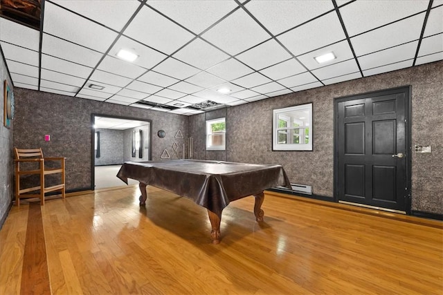 1122 Cox Rd, Anderson, SC 29621 - game room featuring a paneled ceiling, wood finished floors, baseboard heating, and pool table
