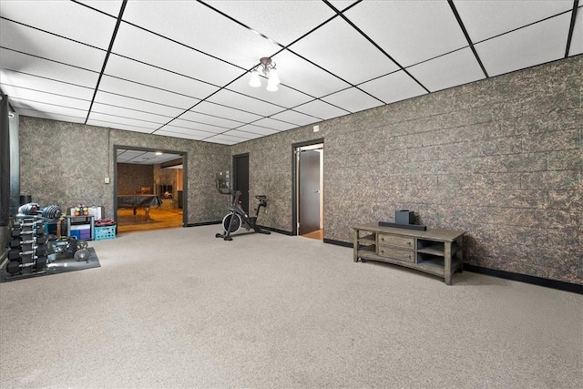 1122 Cox Rd, Anderson, SC 29621 - below grade area featuring a drop ceiling and carpet floors