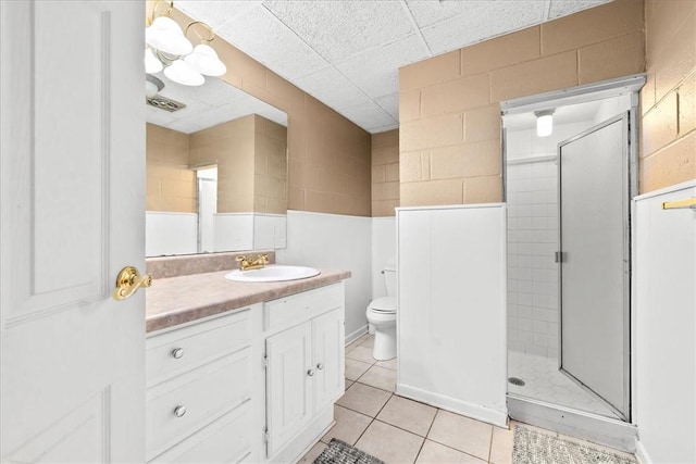 1122 Cox Rd, Anderson, SC 29621 - bathroom featuring vanity, a stall shower, toilet, and tile patterned flooring