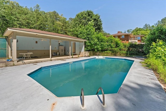 1122 Cox Rd, Anderson, SC 29621 - swimming pool with a ceiling fan and a patio