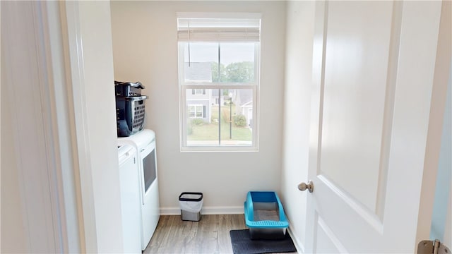 112 Queens Mill Ct, Pendleton, SC 29670 - laundry area with washing machine and dryer, baseboards, and light wood-style floors