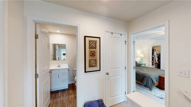 112 Queens Mill Ct, Pendleton, SC 29670 - hall featuring wood finished floors and a sink
