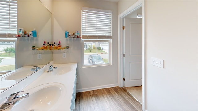 112 Queens Mill Ct, Pendleton, SC 29670 - bathroom with wood finished floors, baseboards, and double vanity