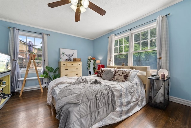 109 Cameron Way, Anderson, SC 29621 - bedroom with ornamental molding, wood finished floors, baseboards, ceiling fan, and a textured ceiling