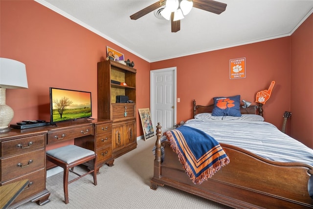 109 Cameron Way, Anderson, SC 29621 - bedroom with ornamental molding, carpet flooring, and a ceiling fan