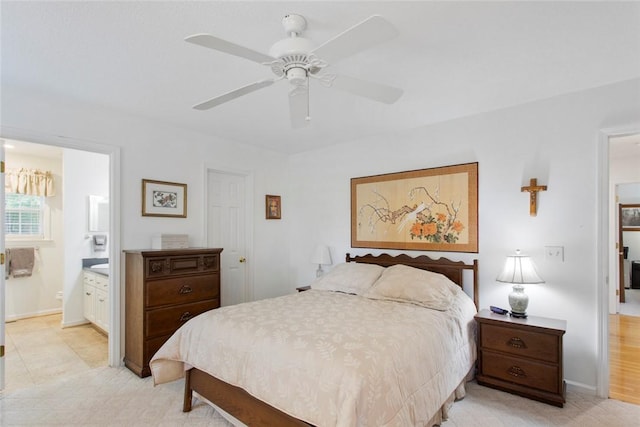 802 Pebble Ln, Anderson, SC 29621 - bedroom with ensuite bathroom, ceiling fan, and baseboards