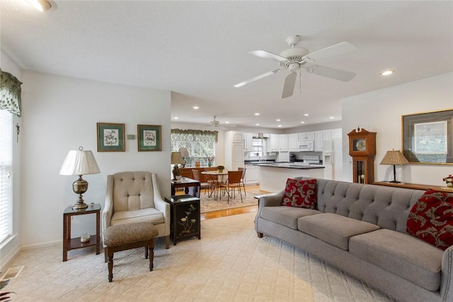802 Pebble Ln, Anderson, SC 29621 - living area with a ceiling fan, recessed lighting, and baseboards