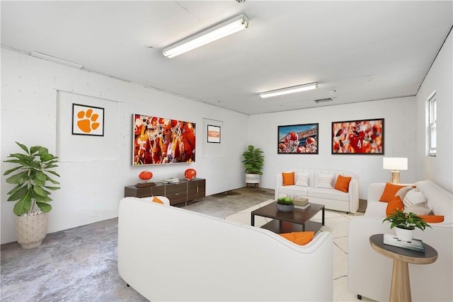 1316 E S 6th St, Seneca, SC 29678 - living room featuring concrete floors