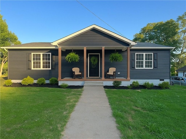 1316 E S 6th St, Seneca, SC 29678 - view of front of house featuring covered porch, a front yard, and crawl space