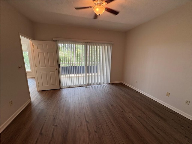 495 Tall Ship Dr Unit 340, Salem, SC 29676 - spare room featuring baseboards, ceiling fan, and dark wood finished floors