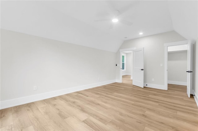 120 Thomason View Rd, Fountain Inn, SC 29644 - bonus room featuring lofted ceiling, ceiling fan, light wood-style floors, baseboards, and recessed lighting