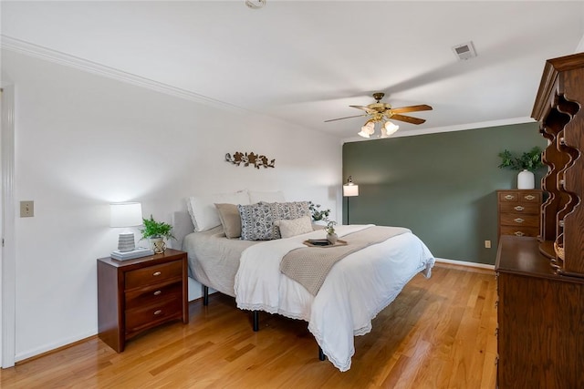 101 Long View Ln, Pickens, SC 29671 - bedroom with light wood finished floors, crown molding, baseboards, and a ceiling fan