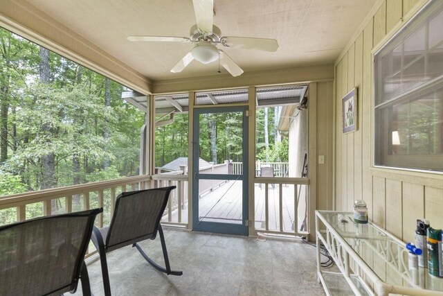 199 Mountain Rest Lake Rd, Mountain Rest, SC 29664 - sunroom with ceiling fan