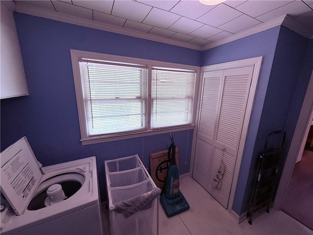 308 Oak Drive Ext, Honea Path, SC 29654 - laundry area featuring crown molding and washer / clothes dryer