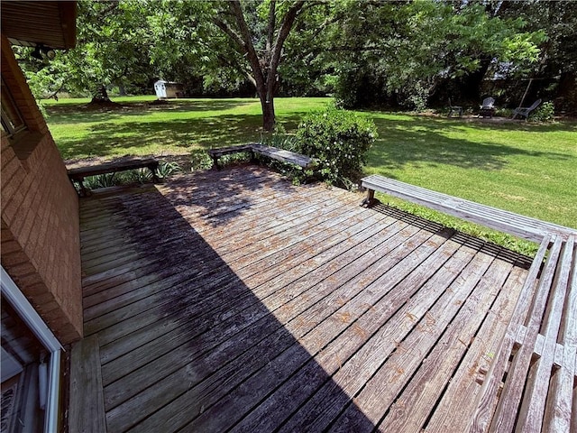 308 Oak Drive Ext, Honea Path, SC 29654 - deck with a lawn and view of wooded area