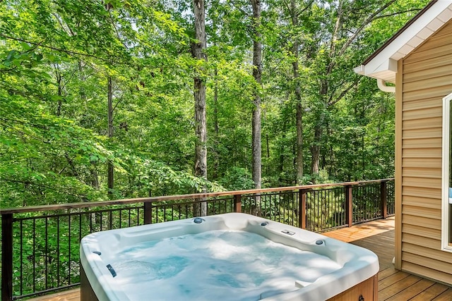307 Warbranch Rd, Central, SC 29630 - deck with a hot tub and a forest view