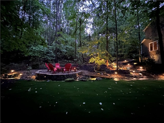 307 Warbranch Rd, Central, SC 29630 - view of grassy yard with an outdoor fire pit