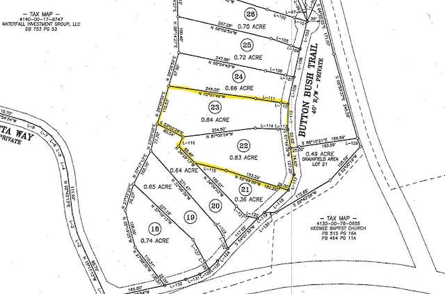 127 Button Bush Trl, Six Mile, SC 29682 - map showing property parcels