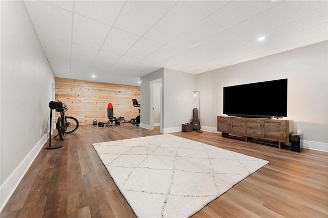 2000 Ridge Rd, Hartwell, GA 30643 - workout room with wooden walls, wood finished floors, and baseboards