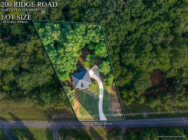 2000 Ridge Rd, Hartwell, GA 30643 - aerial overview of property's location with property parcel outlined