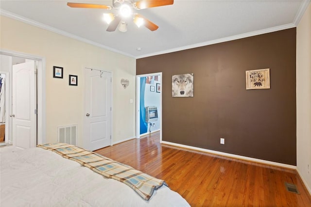 661 Playground Rd, Walhalla, SC 29691 - bedroom with wood finished floors, crown molding, baseboards, and a ceiling fan