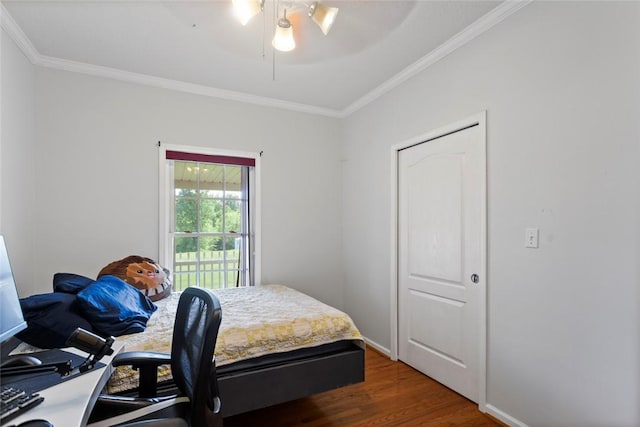 661 Playground Rd, Walhalla, SC 29691 - bedroom featuring ornamental molding, wood finished floors, baseboards, and a ceiling fan