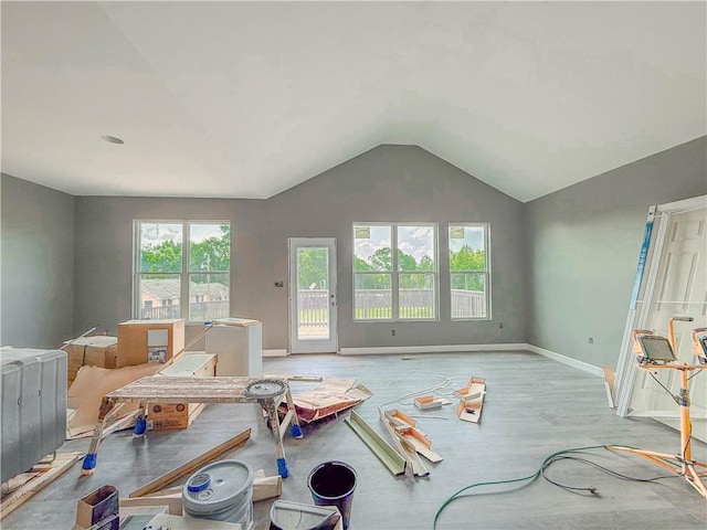 206 Highland Ave, Westminster, SC 29693 - living area with vaulted ceiling, baseboards, and wood finished floors