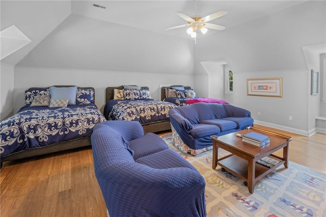 408 Northampton Rd, Seneca, SC 29672 - bedroom featuring vaulted ceiling, wood finished floors, ceiling fan, and baseboards