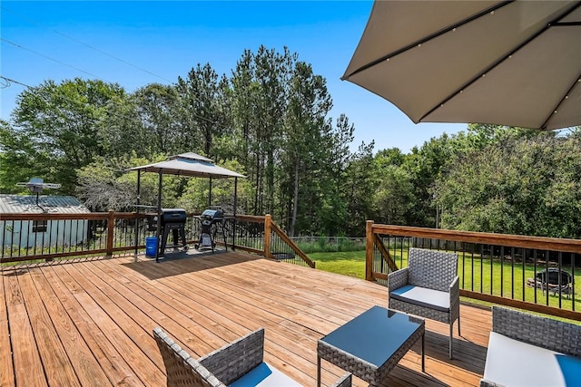 169 Campbell Bridge Rd, Seneca, SC 29678 - deck featuring a yard, area for grilling, and view of scattered trees