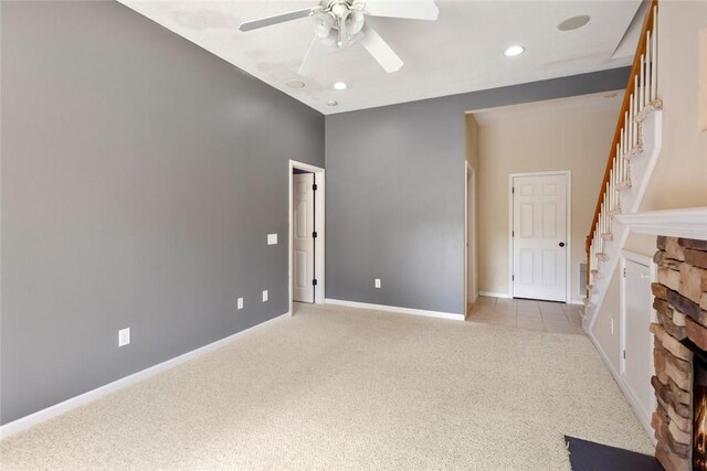 204 Lakeside Dr, Walhalla, SC 29691 - unfurnished bedroom with light carpet, recessed lighting, baseboards, and a ceiling fan