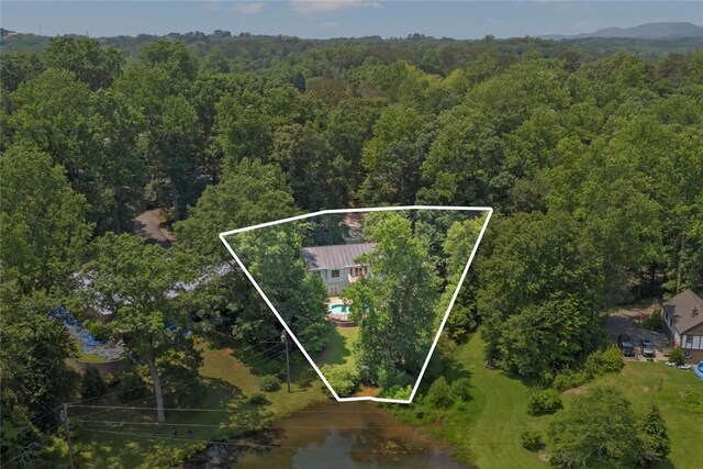 204 Lakeside Dr, Walhalla, SC 29691 - aerial view of property and surrounding area featuring a forest and property boundaries highlighted