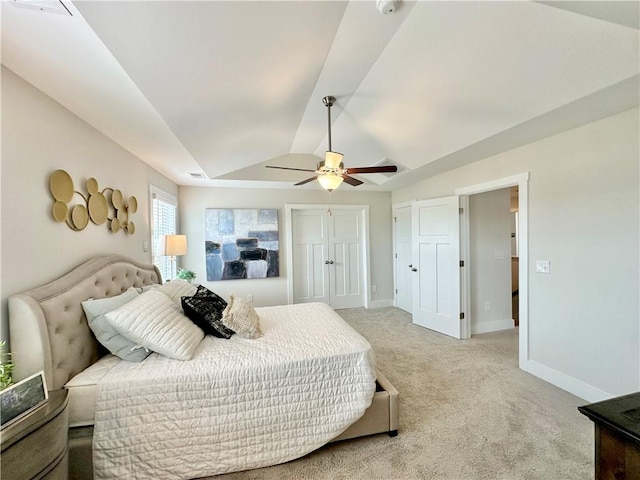 448 Seaborn Cir, Pendleton, SC 29670 - bedroom with vaulted ceiling, light carpet, baseboards, and ceiling fan