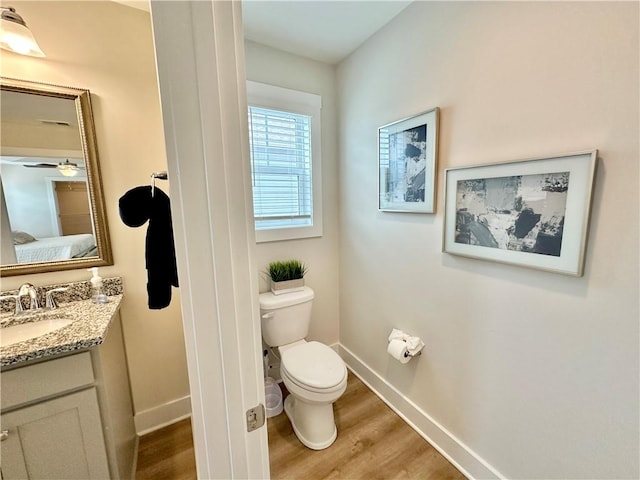 448 Seaborn Cir, Pendleton, SC 29670 - half bath featuring wood finished floors, toilet, vanity, and baseboards