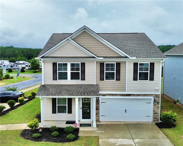 448 Seaborn Cir, Pendleton, SC 29670 - view of front facade with driveway, roof with shingles, a garage, and a front lawn