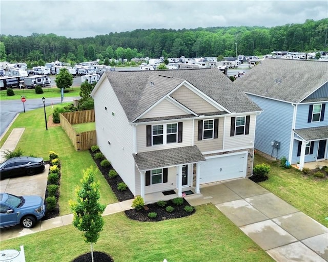 448 Seaborn Cir, Pendleton, SC 29670 - view of front facade featuring a shingled roof, an attached garage, concrete driveway, and a wooded view