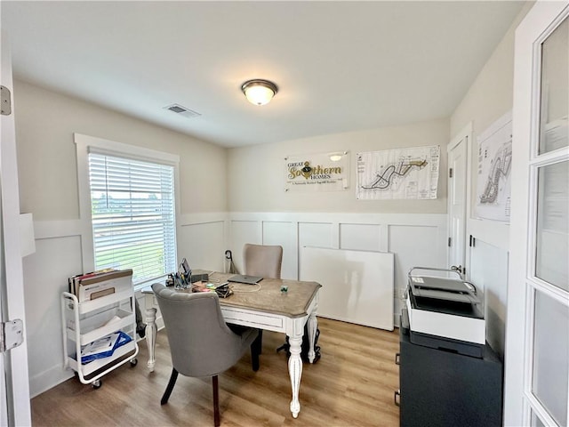 448 Seaborn Cir, Pendleton, SC 29670 - office area with wood finished floors, wainscoting, and a decorative wall