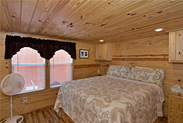 669 N Fleetwood Ln, Fair Play, SC 29643 - bedroom featuring wood ceiling, wooden walls, and wood finished floors