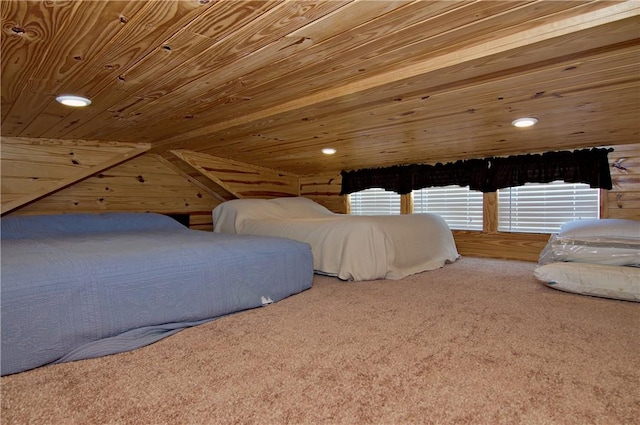 669 N Fleetwood Ln, Fair Play, SC 29643 - carpeted bedroom featuring wood ceiling and wooden walls