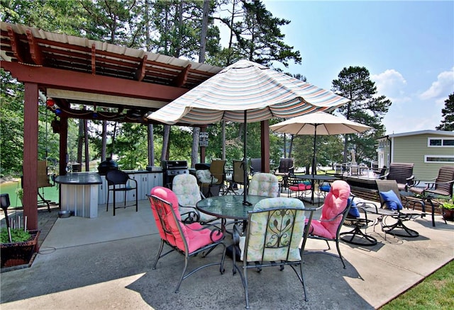 669 N Fleetwood Ln, Fair Play, SC 29643 - view of patio / terrace with a grill, outdoor dining space, and a pergola