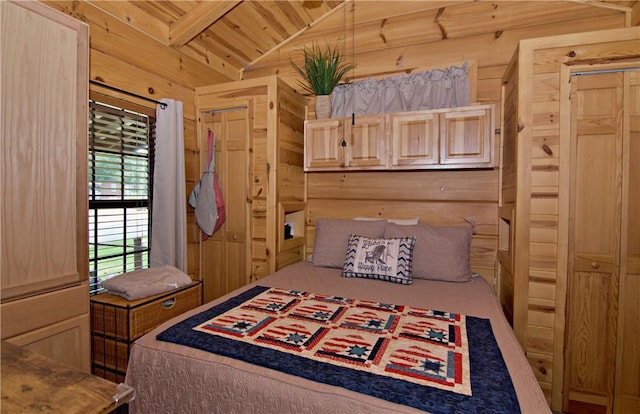669 N Fleetwood Ln, Fair Play, SC 29643 - bedroom with wooden walls and wood ceiling