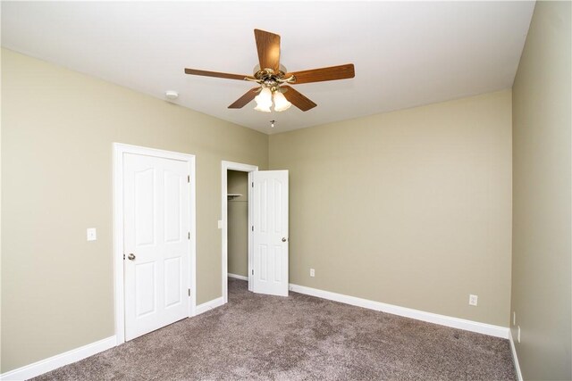 104 Tinsley Dr, Anderson, SC 29621 - unfurnished bedroom with carpet flooring, baseboards, a ceiling fan, and a spacious closet