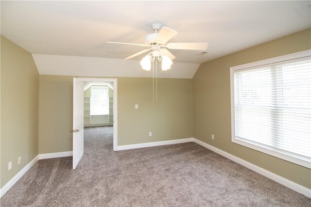 104 Tinsley Dr, Anderson, SC 29621 - unfurnished room featuring ceiling fan, carpet floors, vaulted ceiling, and baseboards