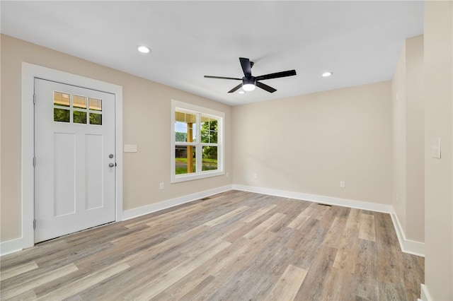 1205 W Franklin St, Anderson, SC 29624 - entrance foyer featuring light wood finished floors, baseboards, recessed lighting, and a ceiling fan