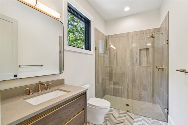221 Hermitage Dr, Six Mile, SC 29682 - full bath with toilet, vanity, and a tile shower