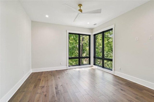 221 Hermitage Dr, Six Mile, SC 29682 - empty room featuring wood finished floors, baseboards, ceiling fan, and recessed lighting