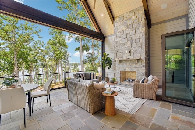 221 Hermitage Dr, Six Mile, SC 29682 - sunroom / solarium with an outdoor living space with a fireplace