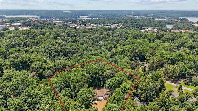 333 Woodland Way, Clemson, SC 29631 - aerial view of property and surrounding area featuring property parcel outlined and a forest
