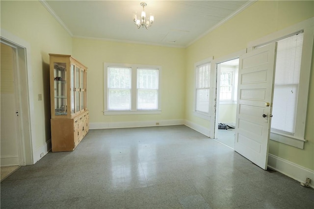 206 W N 1st St, Seneca, SC 29678 - foyer entrance with a chandelier, ornamental molding, baseboards, and tile patterned floors