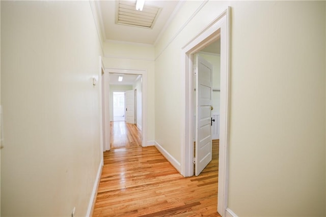 206 W N 1st St, Seneca, SC 29678 - corridor with light wood-style flooring, baseboards, and crown molding